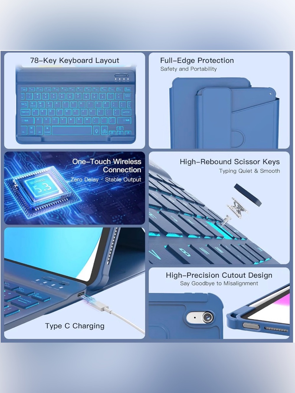 Bluetooth Keyboard - Blue - Picture 5 of 8